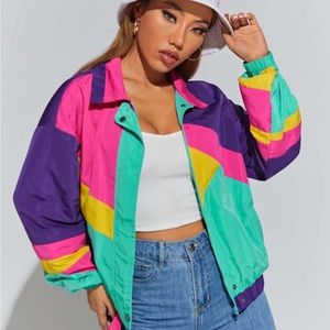 Retro Neon Windbreaker Apres Ski 80s